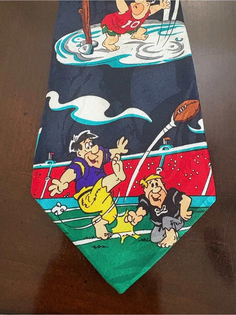 Hannah Barbera Flintstones Sports Tie 1993 Baseball Football Basketball Navy